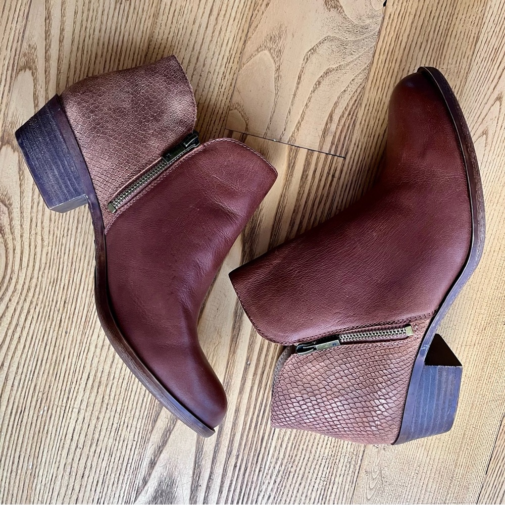 Lucky Brand Blare Leather Ankle‎ Bootie Cognac Size 11W